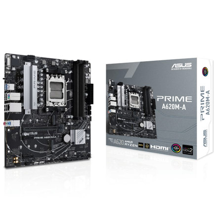 Tarjeta Madre Asus PRIME A620M-A-CSM 4xDDR5 192GB 7600Mhz HDMI DP VGA M.2 PCIe 4.0 S AM5 Ryzen mATX