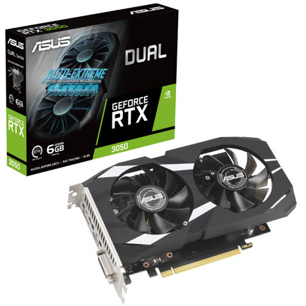 Tarjeta de Video Asus Dual GeForce RTX3050 6GB Dual Fan GDDR6 96 bits PCIe 4.0 HDMI DP DVI-D