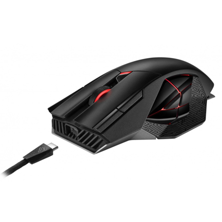 Mouse Gamer Asus P707 ROG Spatha X Ergonomico 19.000 DPI Inalambrico/Alambrico Color Negro
