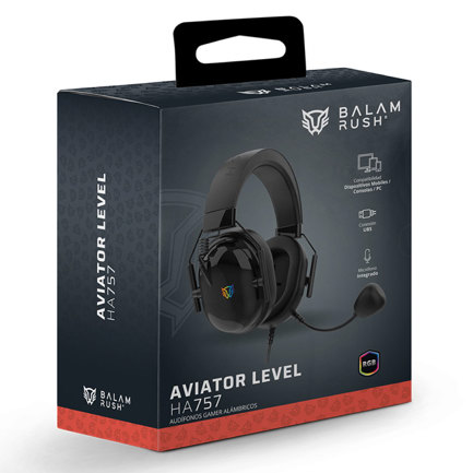 Audífonos Gamer Acteck AviatorHA757/Alámbricos+Over Ear+Bocinas 53 mm+Mic Fijo /Conexión USB / Legend Negro 3