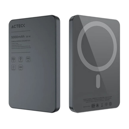 Cargador Acteck Powerbank Energon Go Slim Pro PM50 5000 mAh Carga inalambrica