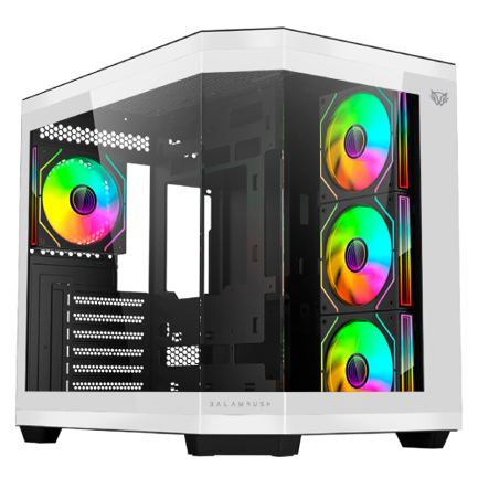 Gabinete Gamer Balam Rush Media Torre Tank Master 9600TB Max MB ATX Ultra Wides/USB-C/USB 3/Audio Fan ARGB Blanco- Negro 3