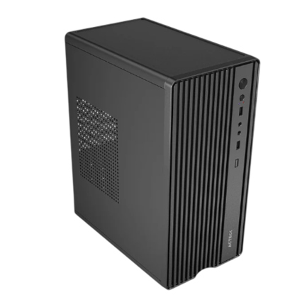Gabinete Mini Acteck Torre GI210M M-ATX fuente 500W 2 USB 2.0 metálico frente liso negro