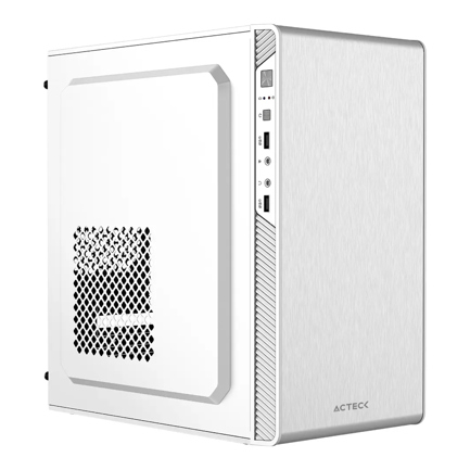 Gabinete Mini Torre Acteck Performance II GI215 M ATX con fuente 500W dos USB metalico blanco
