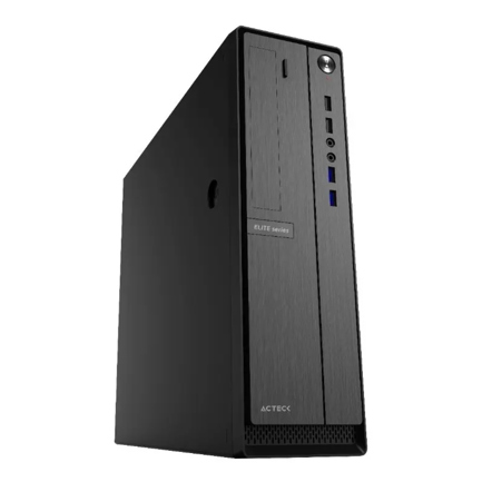 Gabinete Mini Torre Acteck Slim Lubeck GS660 M ATX con fuente 500W cuatro USB un ventilador metalico negro