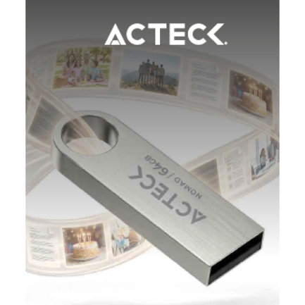 Memoria Acteck USB 64 GB metalica plata USB 20 lectura 25 MBs escritura 5 MBs compacta y resistente para uso diario