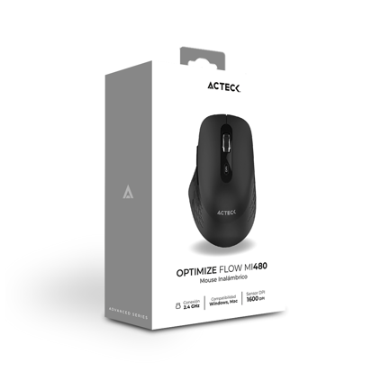 Mouse Inalámbrico Acteck Optimize Flow MI480/2.4GHz/Hasta 1600DPI Negro 4