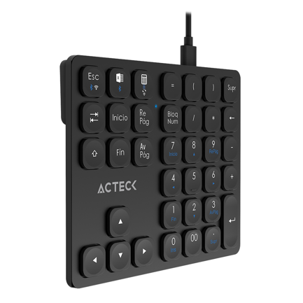 Teclado Numérico Acteck Multidispositivo Inspire Pad Pro TN480  / 2.4 MHz + 2 modos BT  Recargable / Advanced Negro