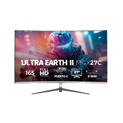 Monitor Gamer Balam Rush 27" Curvo Ultra Earth II MGX27C FHD 1920x1080 VA 165Hz 1ms HDMI/DP/USB-C 15W/3.5mm Blanco