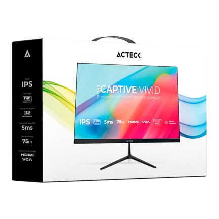 Monitor Plano Acteck 24.5 IPS Captive Vivid SP245/FHD/75Hz/Vesa 75mm/Advanced Negro 5
