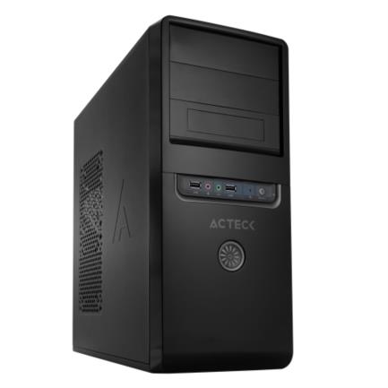 Gabinete acteck dassel gm215 media torre con fuente 500w atx/micro atx/mini itx usb 2.0 color negro