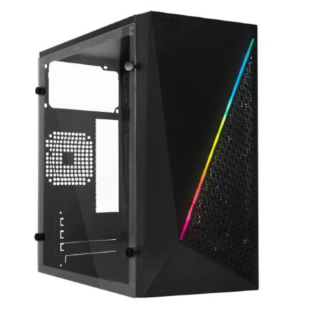 Gabinete acteck kioto gc460 mini torre con fuente 500w micro atx/mini itx acrílico rgb usb 3.0 color negro