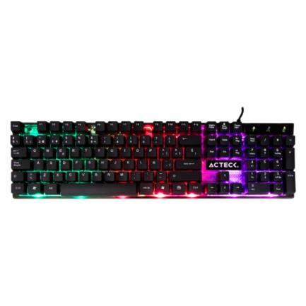 Teclado acteck aurean ta220g alámbrico iluminado led alámbrico usb color negro-transparente