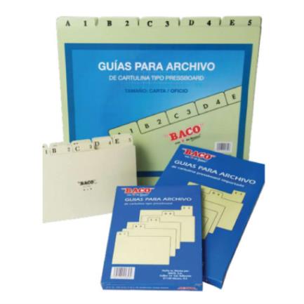 Guías baco para archivos alfabéticas oficio c/25 pzas