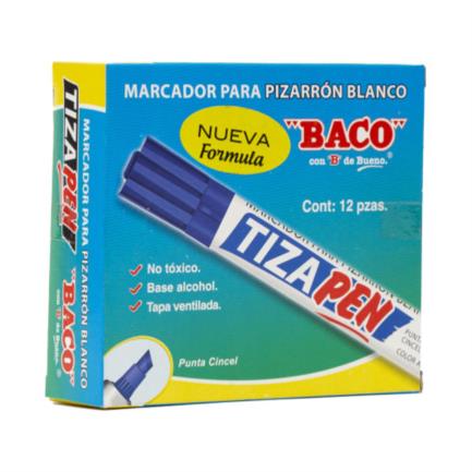 Marcador baco tizapen mpb-05 bárril metálico color azul c/12 pzas