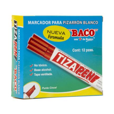 Marcador baco tizapen mr022 barril metálico color rojo c/12 pzas
