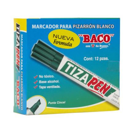 Marcador baco tizapen mpb-05 barril metálico color verde c/12 pzas
