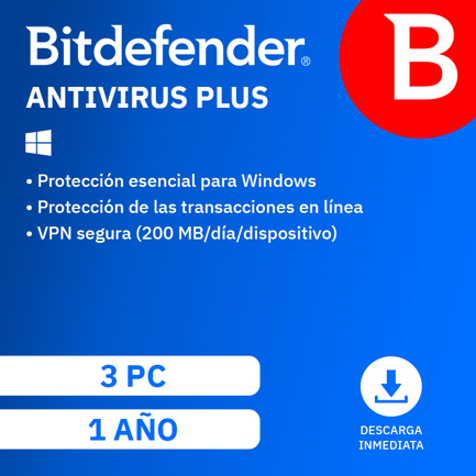 Licencia Antivirus Bitdefender ESD Internet Security 1 Año 3 Usuarios
