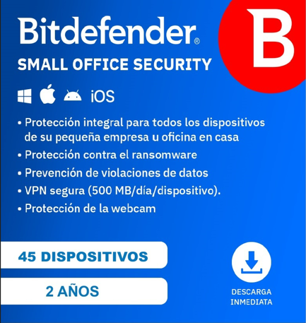 Licencia Antivirus Bitdefender ESD Small Office Security 2 Años 45 Usuarios + 1 Server