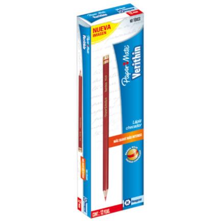 Lapiz checador verithin hexagonal rojo c/12