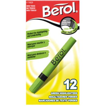 Resaltador berol verde c/12