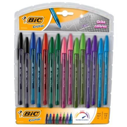 Boligrafo bic presicion y suavidad surtidos c/15 0.7mm