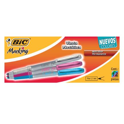Marcador permanente bic grip metalic p.fino surtido c/12