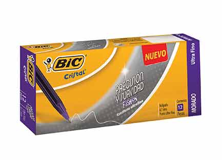 Boligrafo bic cristal precisión y suavidad 0.7mm morado