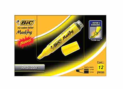 Resaltador bic manaus amarillo c/12