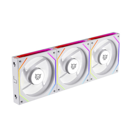 Kit 3 Ventiladores Balam Rush Daisy Chain PC Eolox EXL95 Cuadrado 120 mm 800 1800 RPM PWM 4 pin RGB Blanco