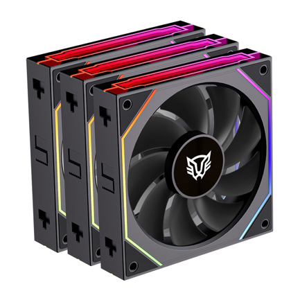 Kit 3 Ventiladores Balam Rush PC Eolox Link-R EXL95R 120mm Daisy-Chain Aspas Inversas PWM RGB Legend Negro 2