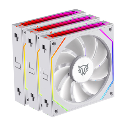 Kit 3 Ventiladores Balam Rush PC Eolox Link-R EXL95R 120mm Daisy-Chain Aspas Inversas PWM RGB Legend Blanco 2