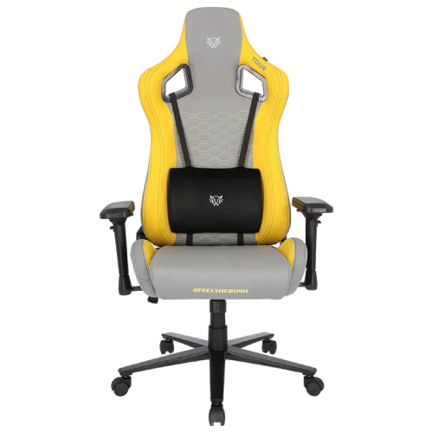 Silla Gamer Balam Rush Thunder Tour XL Tela Reclinable Soporta 150kg Ajuste 4D Cojines Memory Gris Amarillo