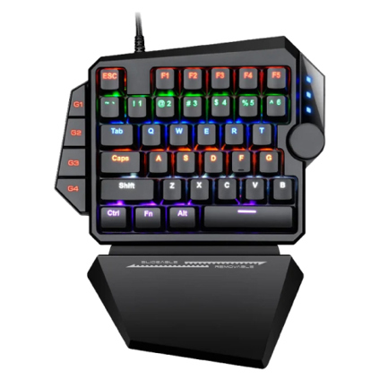Teclado Gamer Balam Rush Mecanico a una Mano Dominate GK540 Alambrico USB Switch Azul Cuerpo Metalico Negro