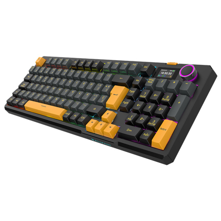 Teclado Gamer Balam Rush Defeat Level GK3 LED RGB KTT Cream Yellow Pro Mecánico Inalambrico Negro