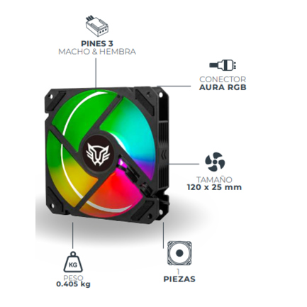 Ventilador Balam Rush Eolox Blaze EX70 120mm ARGB diseño cuadrado 1200 RPM 3 pines Rainbow negro