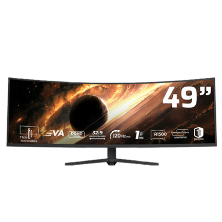 Monitor Balam Rush Gamer 49 VA Cosmos Titan MCT49X DQHD 120Hz 1ms Altura Ajustable USB C 65W Negro
