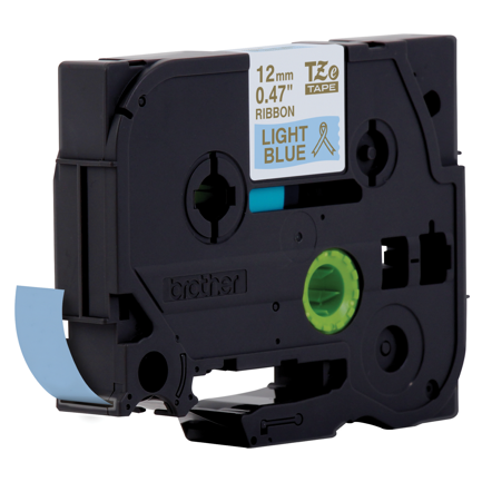 Cinta de raso Brother TZERL34 color azul con letra dorada 12 mm con 4 m para rotulador P-Touch