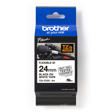 Cinta Laminada Brother TZEFX251G Estandar Texto negro sobre cinta roja