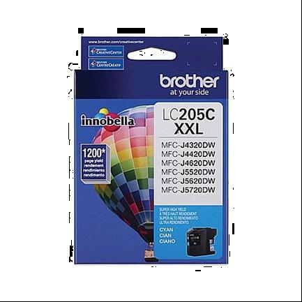 Tóner Brother LC205C Rendimiento 1200 Páginas MFCJ4420DW/MFCJ4620DW/MFCJ5720DW/MFCJ5 Color Cian