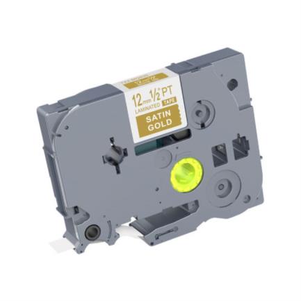 Cinta Laminada Brother TZe-MQ835 Texto Blanco Fondo Dorado 12mm