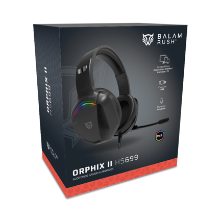 Audífonos Gamer Acteck Orphix II HS699 Alámbricos Over Ear Bocinas 50mm Mic Fijo Azender Negro 5