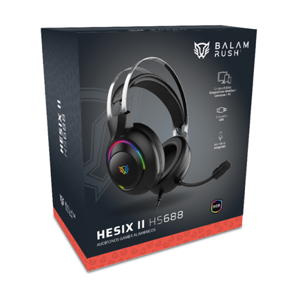 Audífonos Gamer Acteck Hesix II HS688 Alámbricos Over Ear Bocinas 50mm Mic Fijo Azender Negro 5