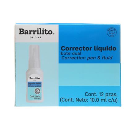 Corrector líquido barrilito dual bote 10ml 1 pza