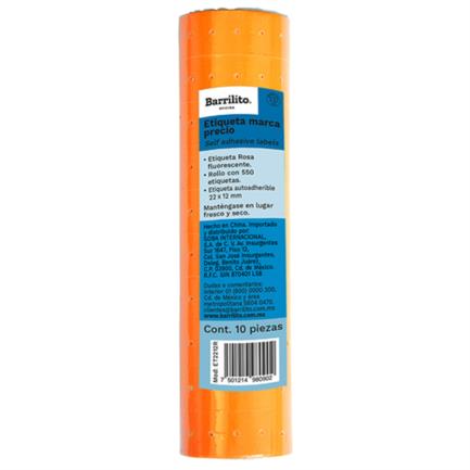 Etiqueta naranja barrilito precio 22x12mm rollo c/550 etiquetas