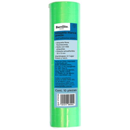 Etiqueta verde barrilito precio 22x12mm rollo c/550 etiquetas