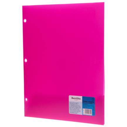 Folder barrilito plástico carta c/solapa color magenta c/12 pzas