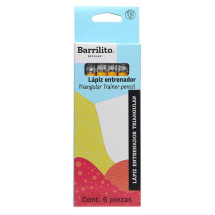 Lápiz entrenador barrilito grafito triangular caja c/6 pzas