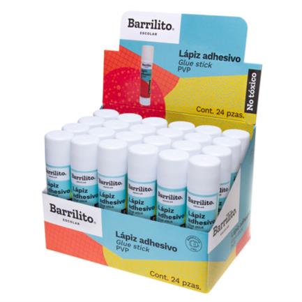 Lápiz adhesivo barrilito 9 g caja c/24 pzas
