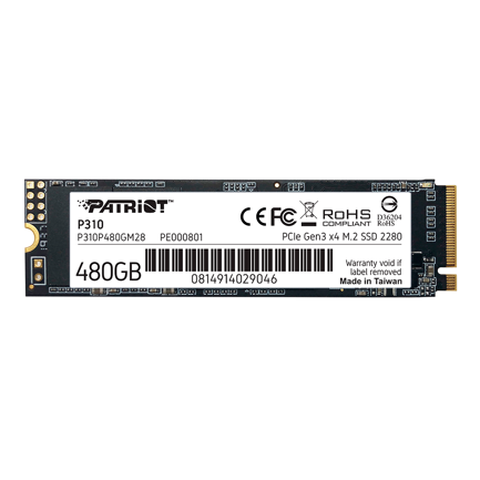 Unidad SSD Patriot M.2 480GB P310 PCIE 3.0 NVME 2280 1000MB/s Escritura 1700 MB/s Lectura